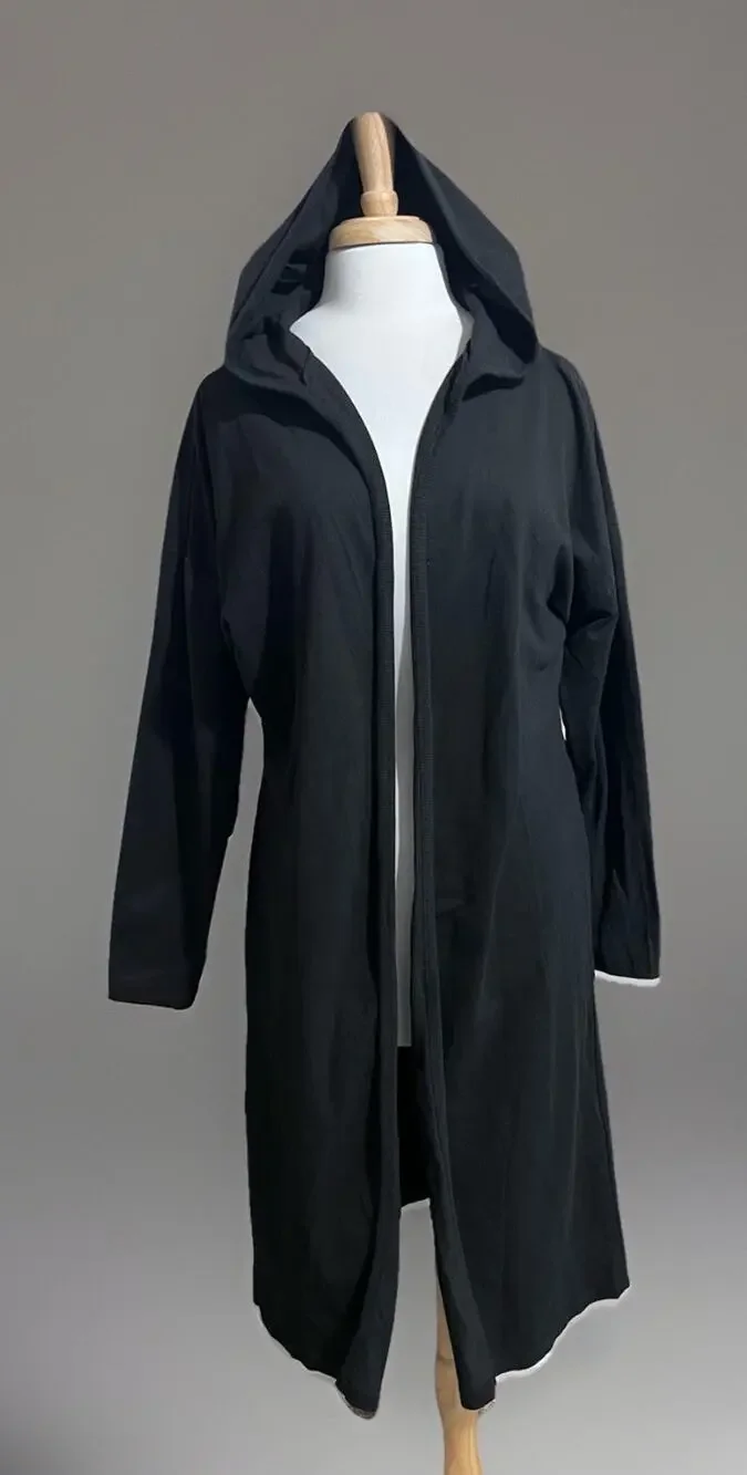 &merci Womens Large Black Hooded Trench Cardigan Cover-Up Beachy Resortwear